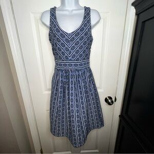 Anthropologie Maeve Women’s 6 Lazuli Blue Tribal Print Knit A-Line Dress S